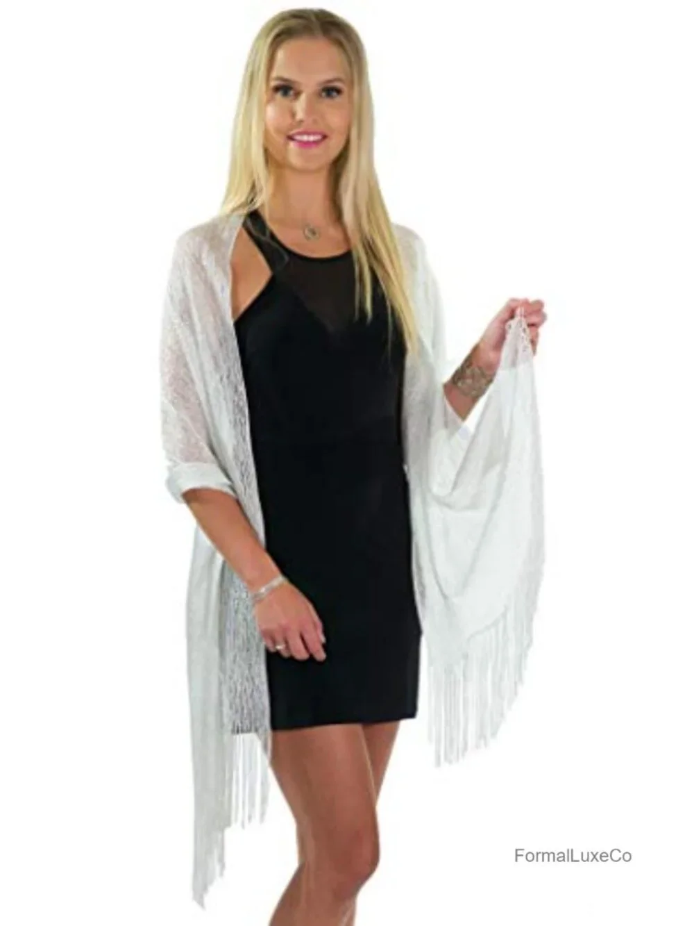 Metallic Glitter Shawl Wrap for Evening Dresses Wedding Party Accessory